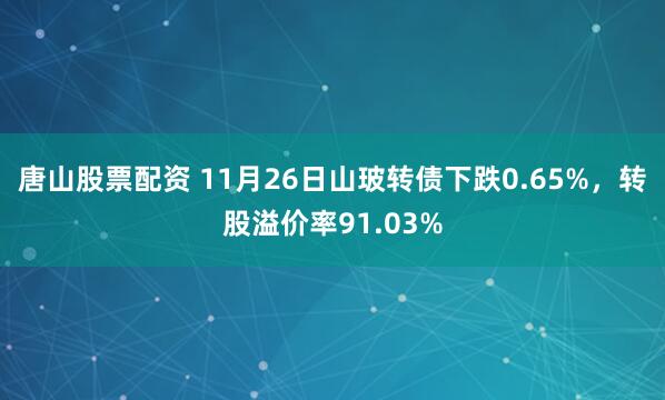 唐山股票配资 11月26日山玻转债下跌0.65%，转股溢价率91.03%